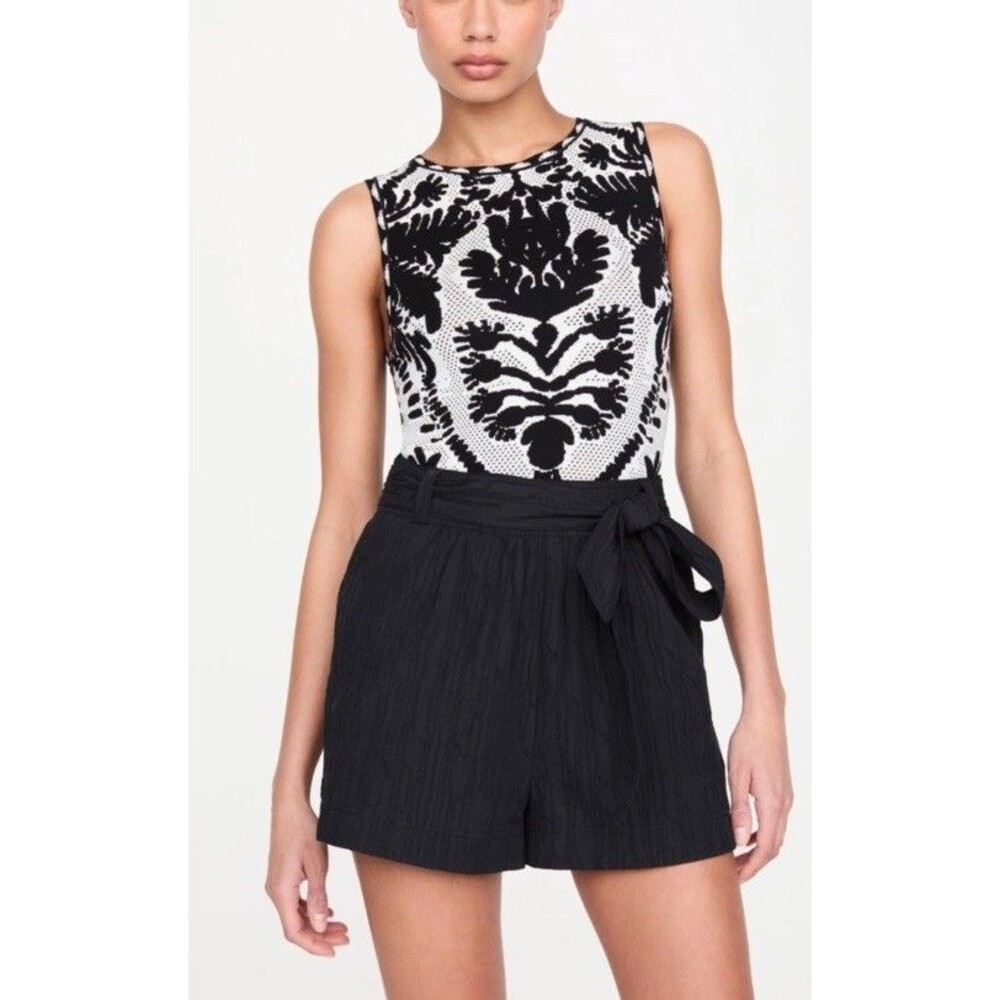 Marie Oliver Melba Mesh Tank Top Obsidian Womens Large Mob Wife Quiet Luxury